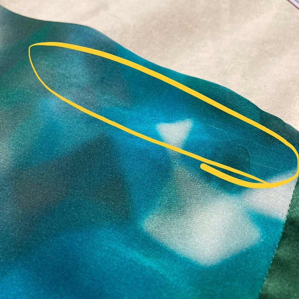 Ellie Tahari Silk + Elastane Blouse in Teal Blue+Forest Green - Some Flaws - Picture 12 of 16
